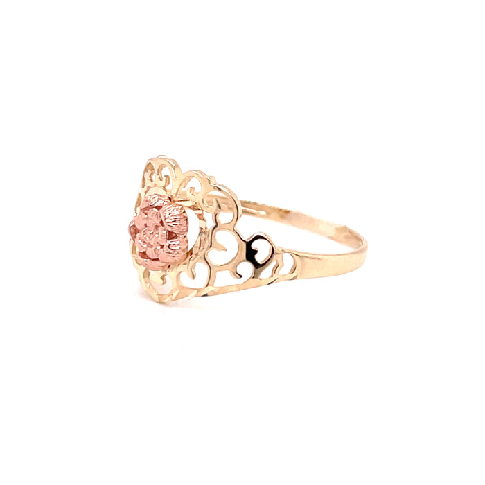 14k Gold Heart with Rose Ring - MyAZGold