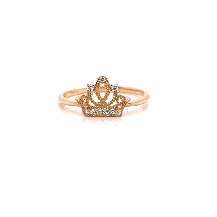 14k Simple Crown Ring with Gemstones - MyAZGold