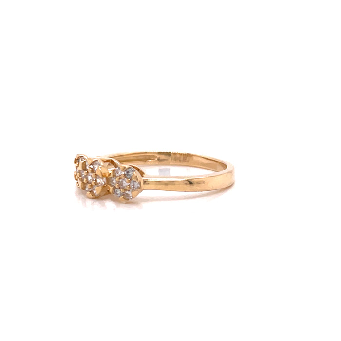 14k Three Flower Gemstone Ring - MyAZGold