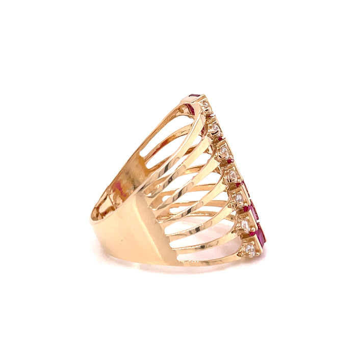 14k Red Gemstone Long Ring - MyAZGold