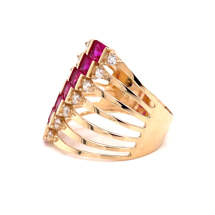 14k Red Gemstone Long Ring - MyAZGold