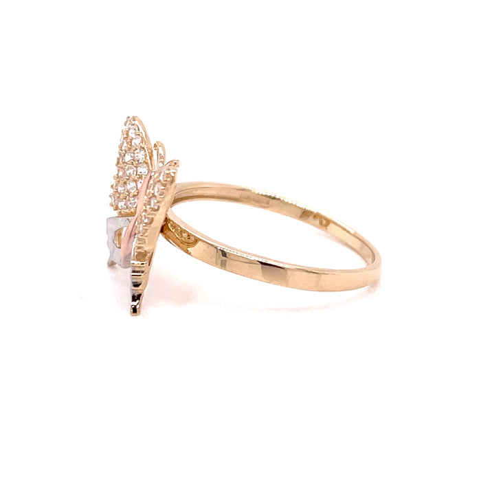 14k Butterfly Ring with White Gold and Gemstone Wings - MyAZGold