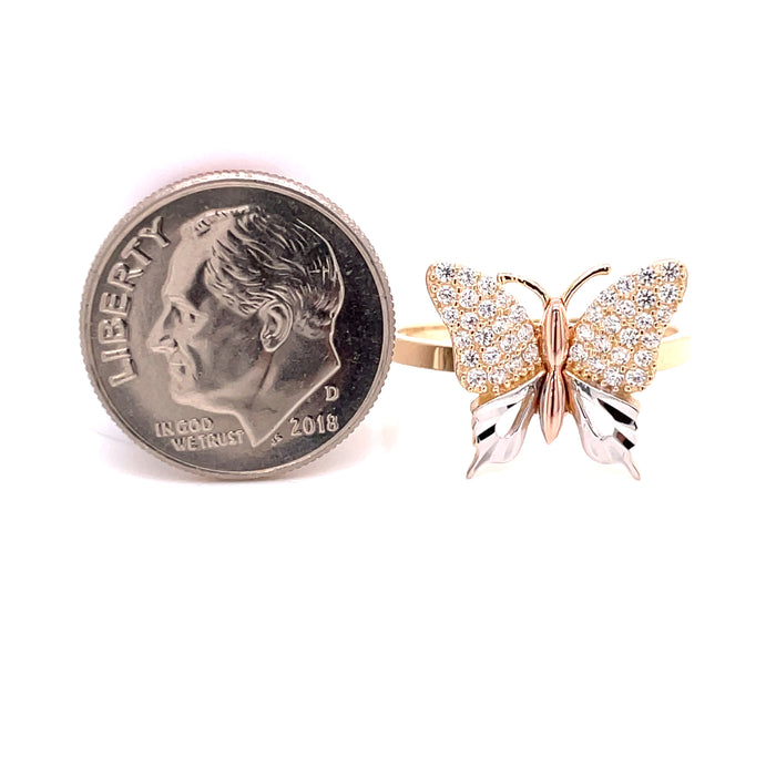 14k Butterfly Ring with White Gold and Gemstone Wings - MyAZGold