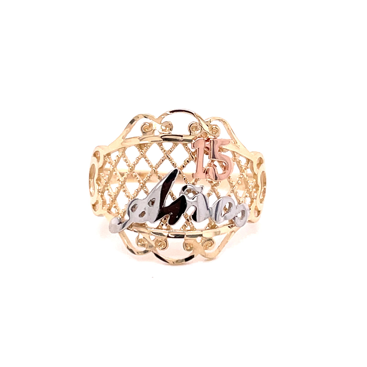 14k Gold 15 Años Scripted Ring — MyAZGold