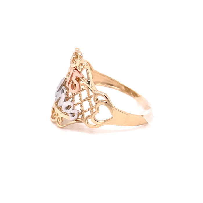 14k Gold 15 Años Scripted Ring