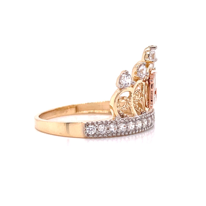 14k Gold 15 Crown Ring with Top Gemstones