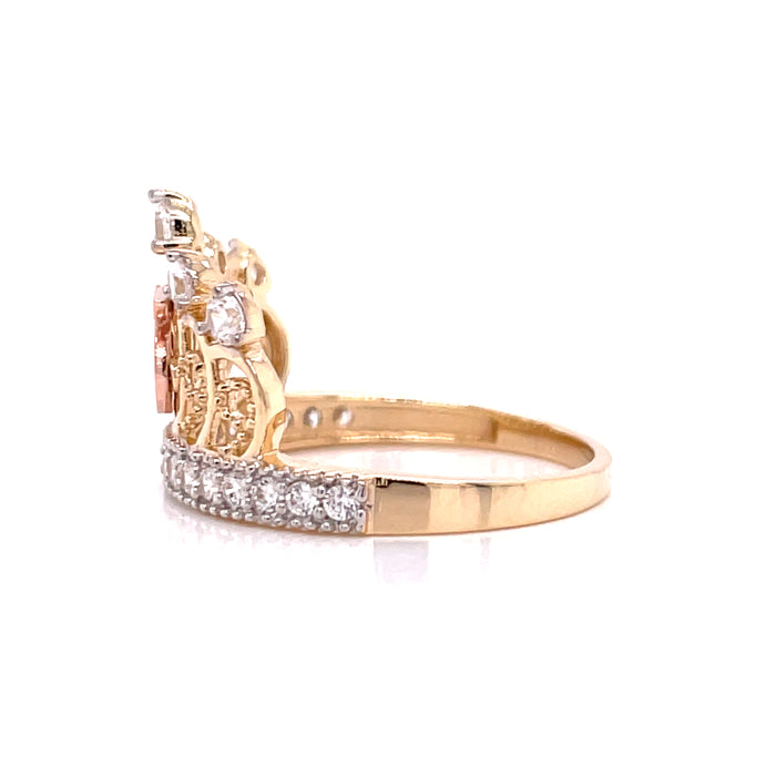 14k Gold 15 Crown Ring with Top Gemstones