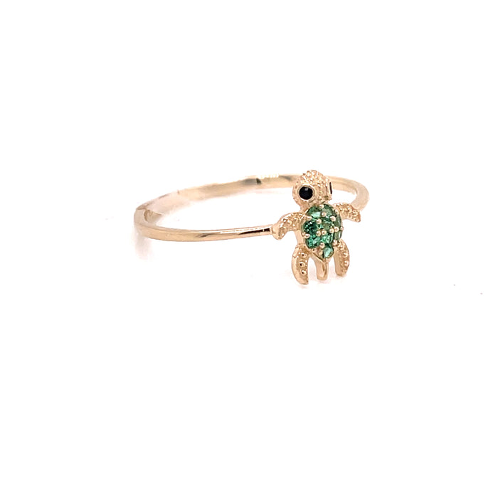 14k Turtle Ring with Gemstone Shell
