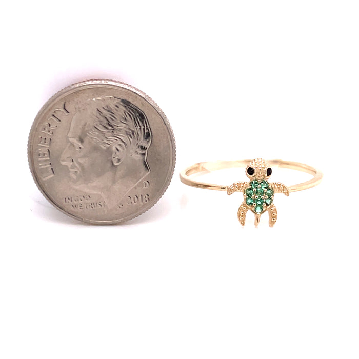 14k Turtle Ring with Gemstone Shell