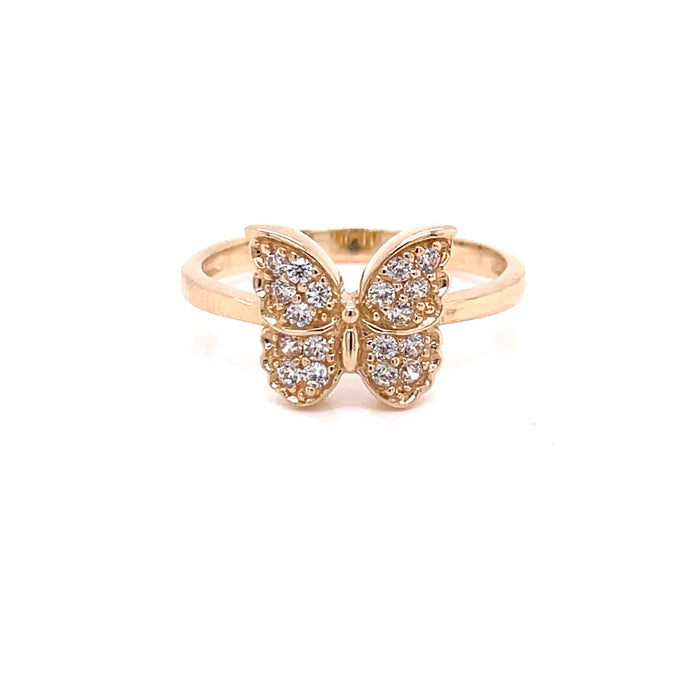 14k Gold Butterfly Ring with Gemstone Wings