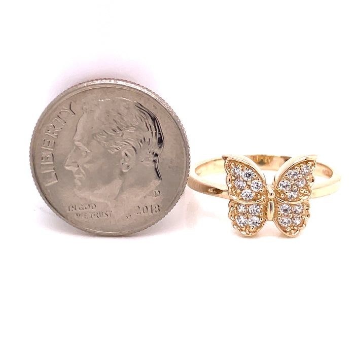 14k Gold Butterfly Ring with Gemstone Wings