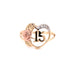 14k Gold Heart 15 Ring with Gemstones and Side Flower - MyAZGold