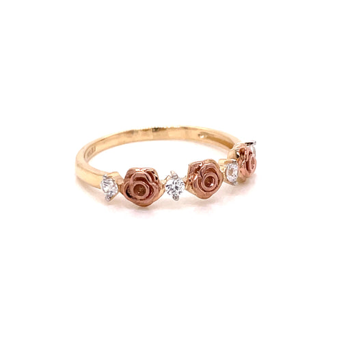 14k Three Rose Ring with Gemstones - MyAZGold