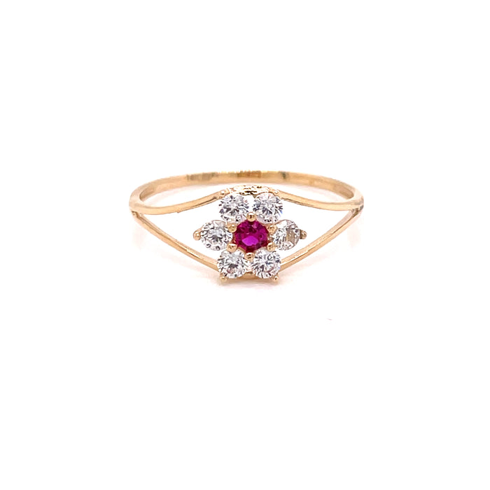 14k Purple Gemstone Flower Ring - MyAZGold