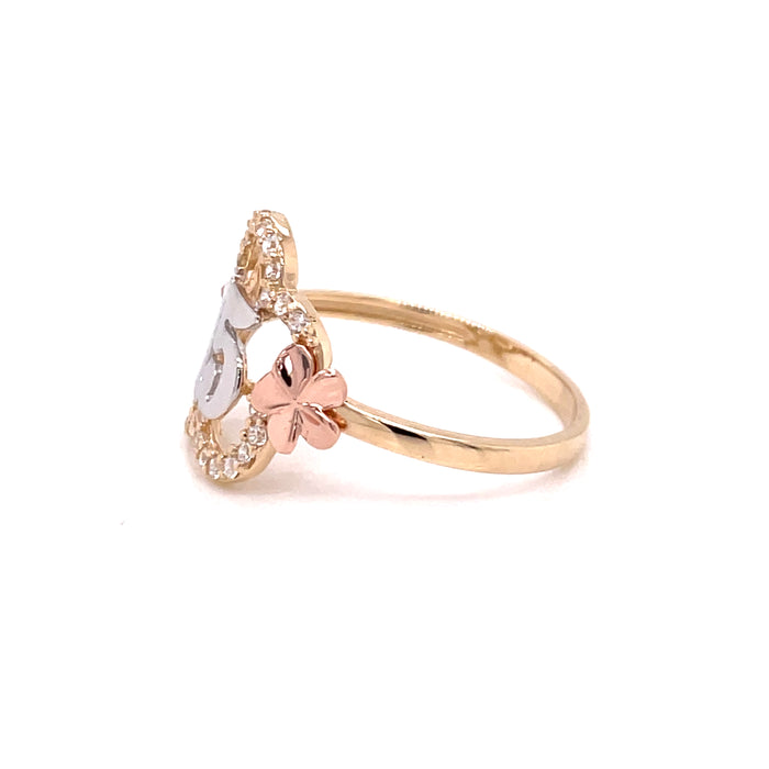 14k Large Flower 15 Gold Ring - MyAZGold