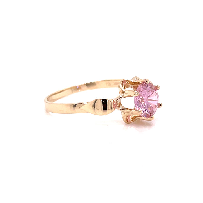 14k Pink Round Gemstone Ring