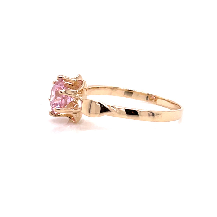 14k Pink Round Gemstone Ring