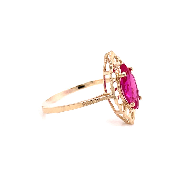 14k Ruby Red Marquise Gemstone Ring