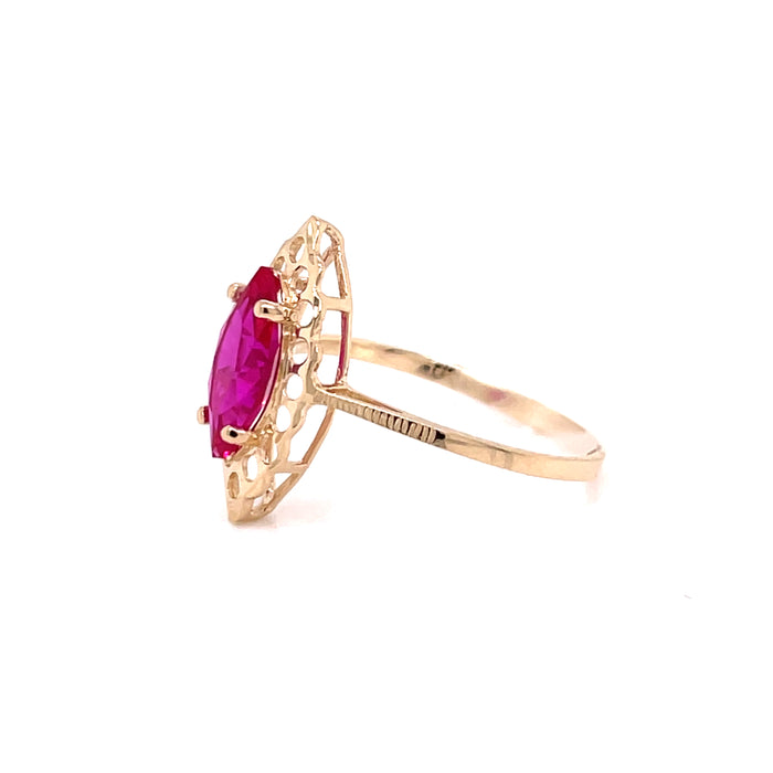 14k Ruby Red Marquise Gemstone Ring