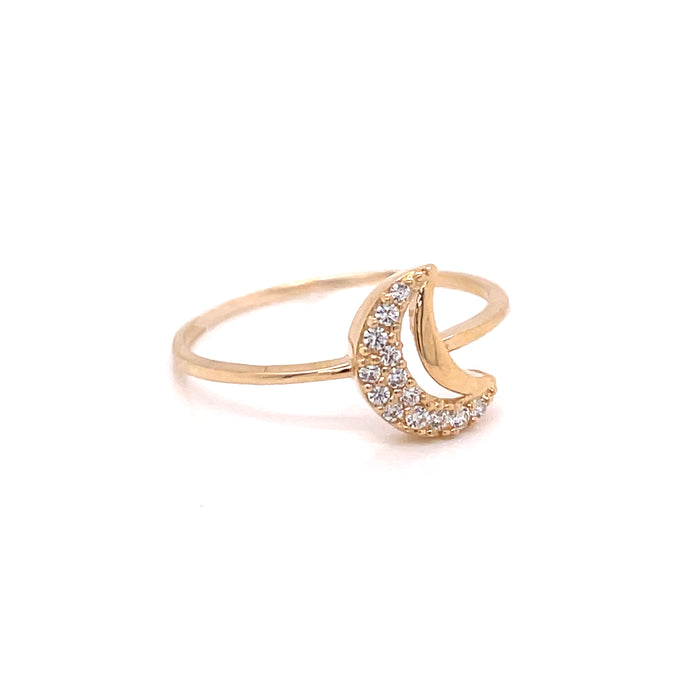 14k Gold Moon Crest Gemstone Ring