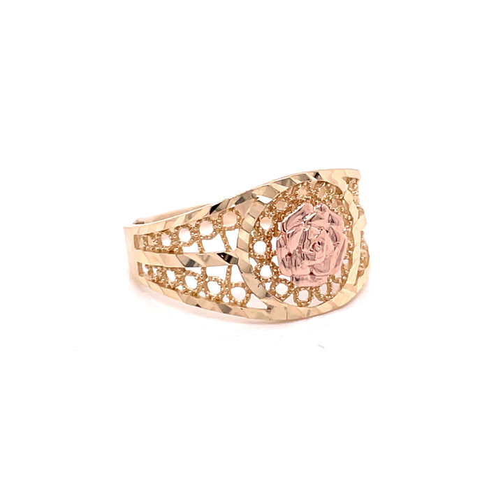 14k Flower Ring with Braided Design