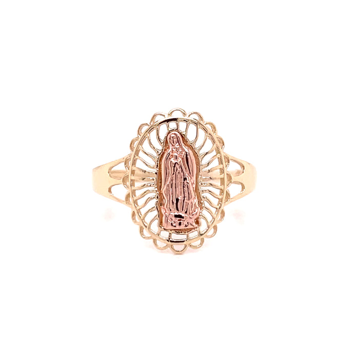 14k Virgin Mary Gold Design Background Ring