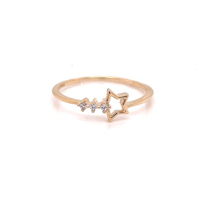 14k Star Gold Ring with Gemstone Trail