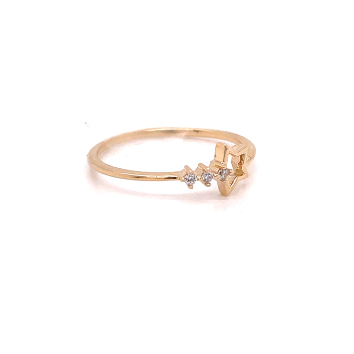 14k Star Gold Ring with Gemstone Trail
