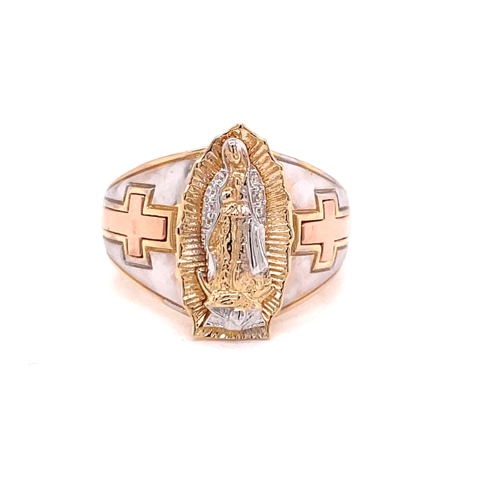 14k Virgin Mary with Side Crosses