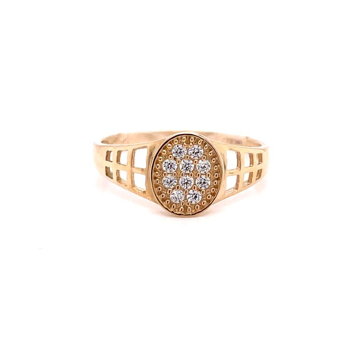 14k Gold Gemstone Shield Ring