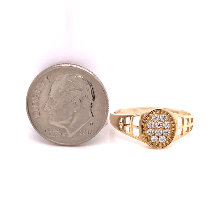14k Gold Gemstone Shield Ring