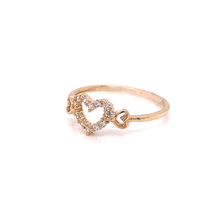14k Gemstone Encrusted Heart Ring