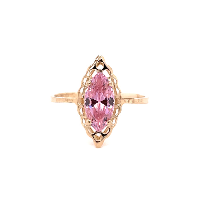 14k Pink Marquise Gemstone Ring