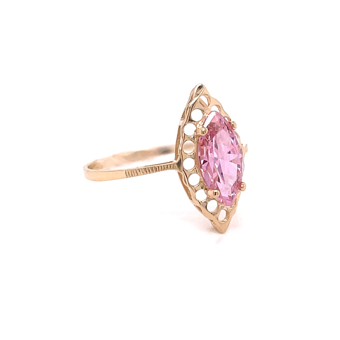 14k Pink Marquise Gemstone Ring