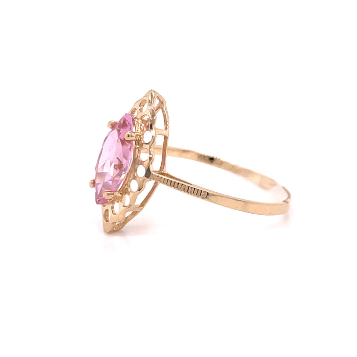 14k Pink Marquise Gemstone Ring