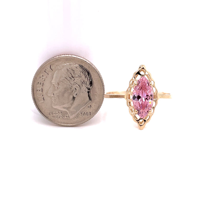 14k Pink Marquise Gemstone Ring