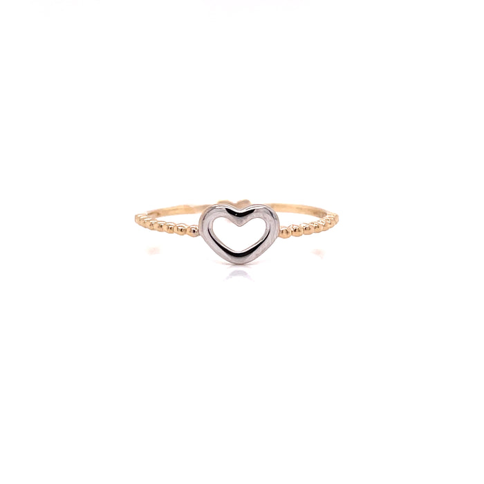 14k Simple White Gold Heart Band