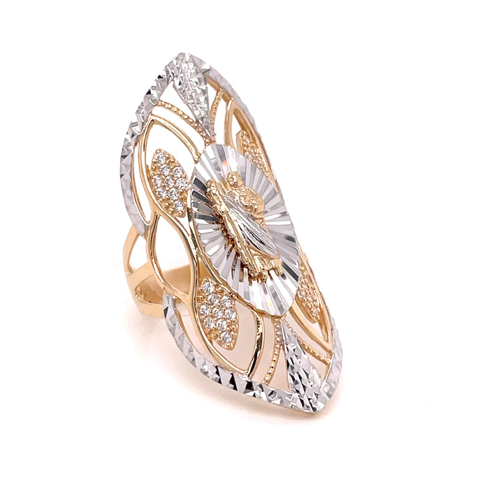 Elaborate Yellow Gold Floral Filigree Finger Ring