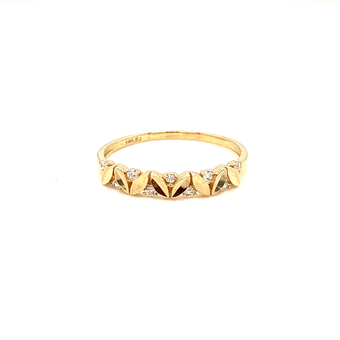 14k Leaf Band with Gemstones - MyAZGold