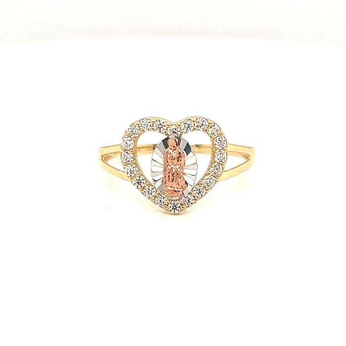 14k Virgin Mary Heart Gemstone Ring - MyAZGold