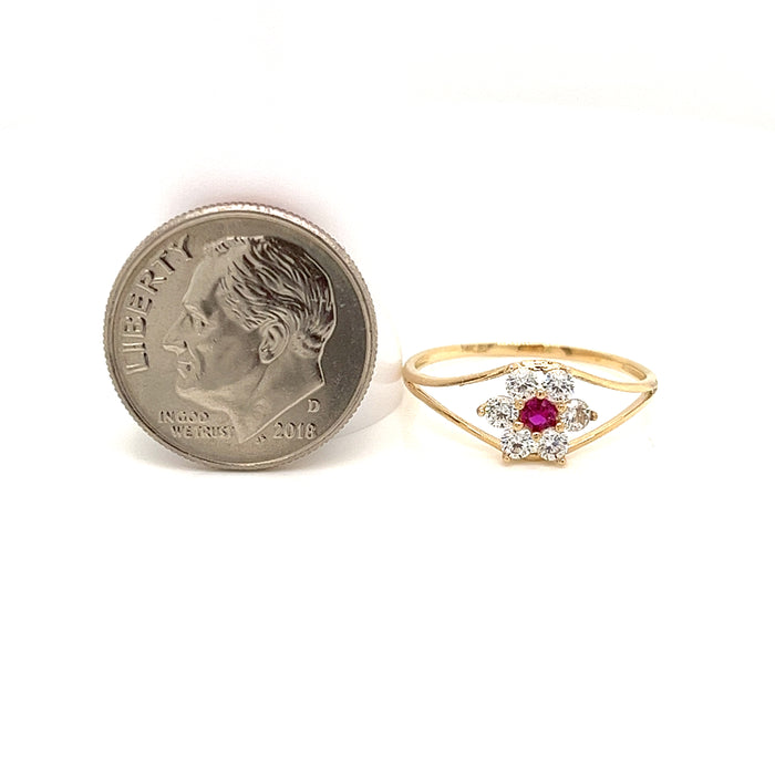 14k Purple Gemstone Flower Ring - MyAZGold