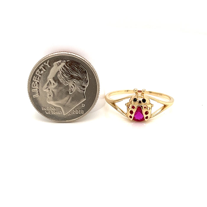 14k Lady Bug with Gemstone Ring