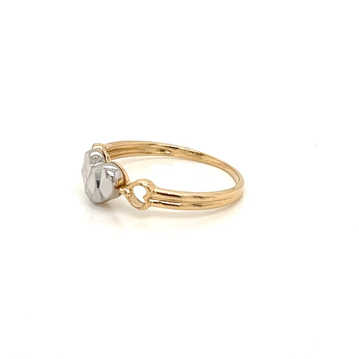 14k White Gold Geometric Heart Ring