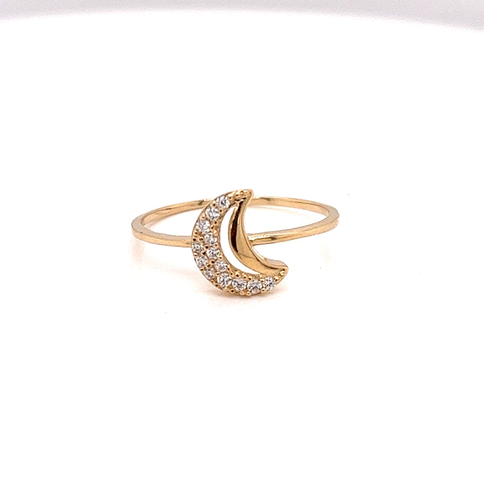 14k Gold Moon Crest Gemstone Ring