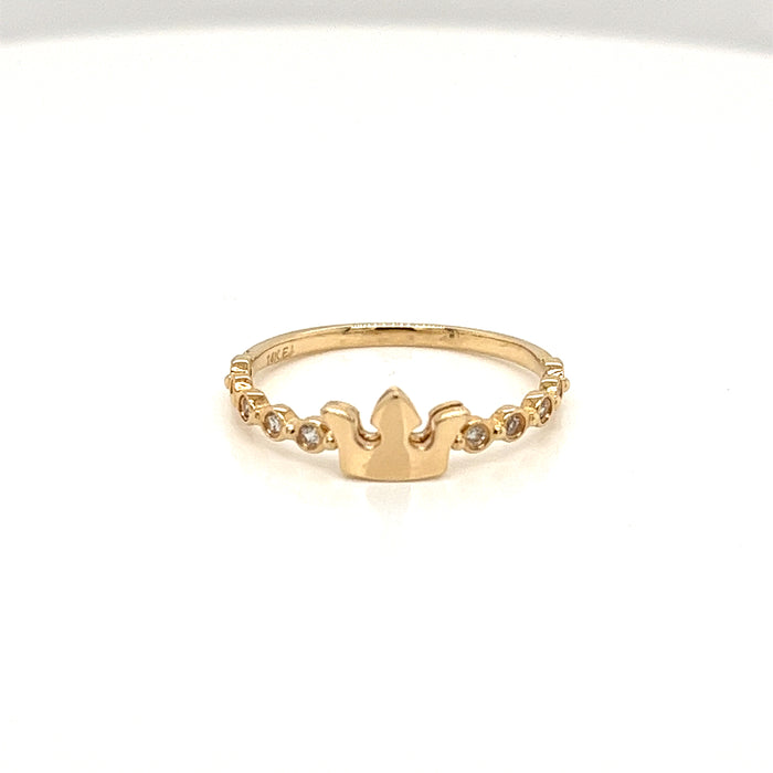 14k Center Crown with Gemstone Band Ring