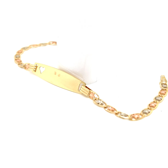 14k Gold Kids ID Bracelet with Flower Chain Design