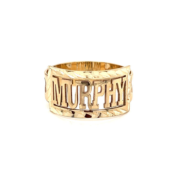 14k Custom Cutout Front Plate Name Ring