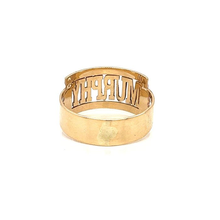 14k Custom Cutout Front Plate Name Ring