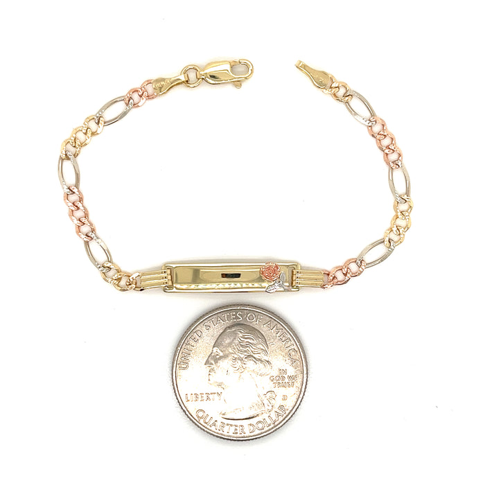 14k Kids ID Bracelet with Rose