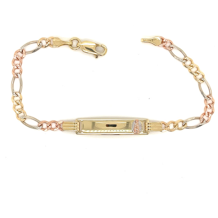 14k Kids ID Bracelet with Virgin Mary